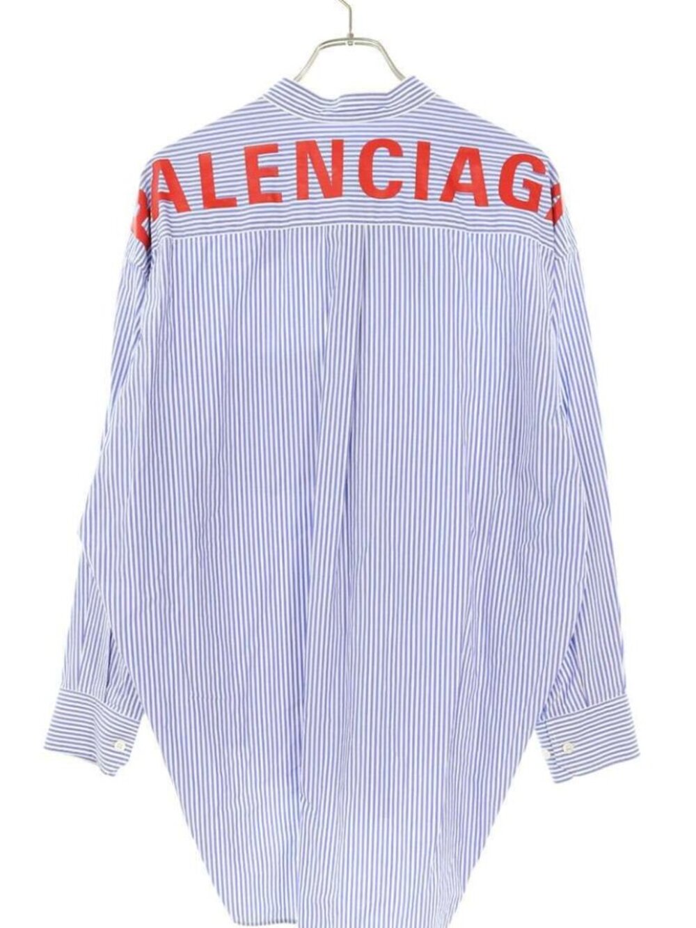 Balenciaga Back Logo Striped Bow Tie Ribbon Long Sleeve Shirt 32